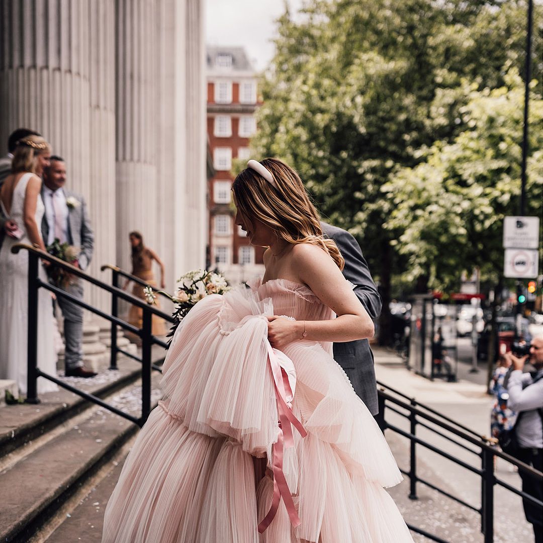 Wedding Gown Online | Buy Pink Sleeveless Wedding Gown